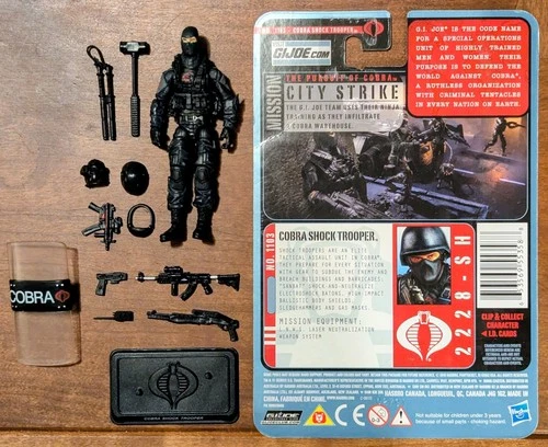 GI JOE Cobra NM/M Shock Trooper 2011 V1 Complete, File Card 30th POC City Strike