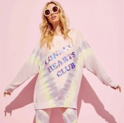 Wildfox  Lonely Hearts Club  Sweatshirt Aurora Wash Size Medium New With Tags