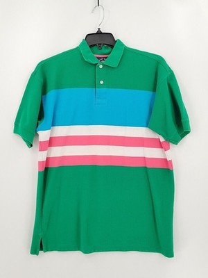 Salty Dog Gant Mens Polo Short Sleeve L Multicolor Stripe Tiny Holes Faint Stain