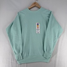 Vintage 80s 90s Deadstock Blank Crewneck Sweatshirt Light Blue Teal SZ M New