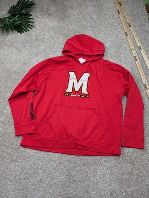 Champion Maryland Terrapin Hoodie Men XL Extra Large Red Pullover NCAA Polyester