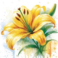 20 Servietten Watercolour Yellow Lily GroßE Lilie Garten Blumen Gelb 33X33Cm