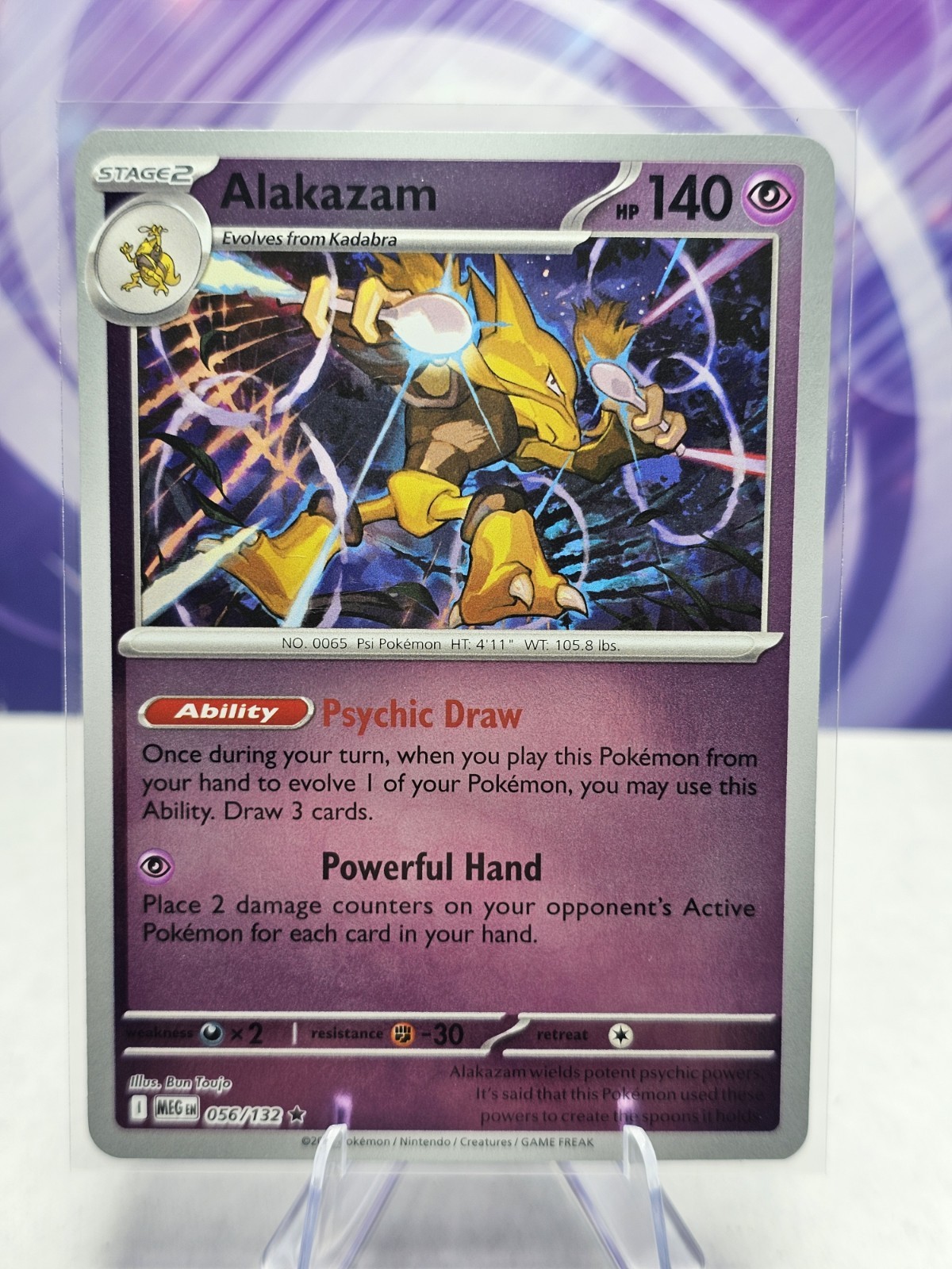 Reverse Holo Alakazam 056/132 Rare ME01: Mega Evolution Pokemon NM