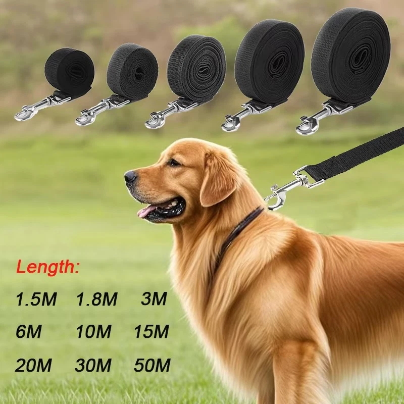 1.8M-50M Long Nylon Dog Lead Pet Puppy Training Leash Recall Rope Obedience Slip