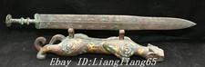 27'' Alte Dynastie Bronze Ware Gold Beast Tier Inschrift Schwert Säbel Statue