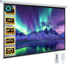 150" Projector Screen Motorized 16:9, 4K HD Pull Down 150 INCH 16:9 NEW