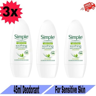 3X Simple Soothing Anti-Perspirant 50ml Roll-On Deodorant for Sensitive Skin