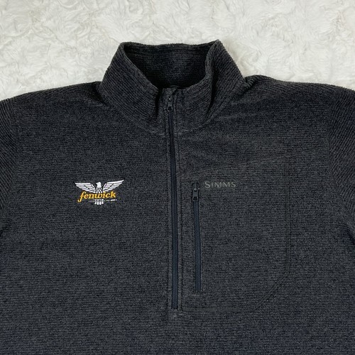 Simms Rivershed 1/2 Zip Sweater Mens XL Black Heather Fleece Fenwick Fly Fishing - Picture 3 of 14