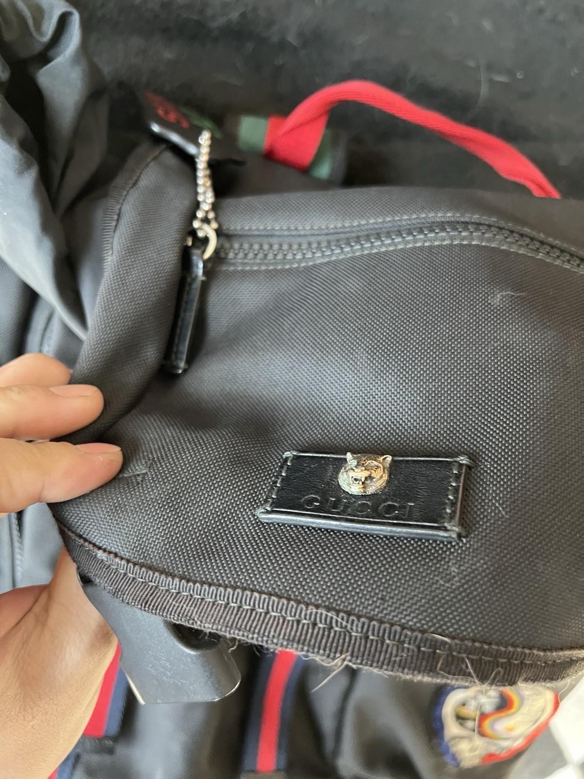 Gucci Black Skull Patch Backpack Adjustable Strap… - image 3