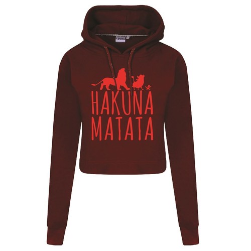 Hakuna Matata NUEVA Top Rey León Broma Damas Crophood Sudadera con Capucha - Imagen 13 de 21