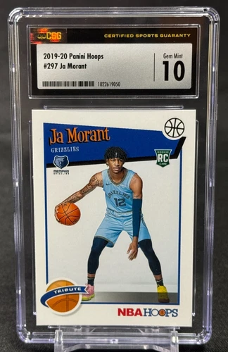 Ja Morant RC CGC 10 GEM MINT 2019-20 Panini Hoops Basketball #297 Grizzlies