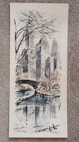 ORIGINAL by Listed John Haymson (1902 - 1980) "CENTRAL PARK" Watercolor Painting - Picture 5 of 22