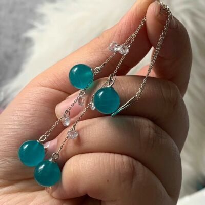 Natural Ice Amazonite Green Gemstone Earrings AAA+ 9.2mm Silver