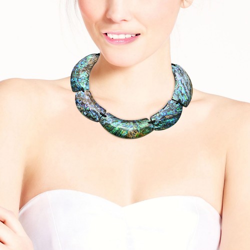 Vibrante Moda Gruesa Abulón Concha Piezas Gargantilla Collar Distintivo - Imagen 4 de 4