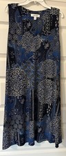 Nine West Blue Print Stretchy Sleeveless Tank Dress 10