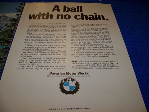 1973 BMW 750 MOTORCYCLE "A BALL WITH NO CHAIN.."..2-PAGE COLOR SALES AD (483KK) - 第 3/3 張圖片