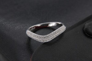 Authentic 0.50 Ct Round Cut Simulated Diamond Wishbone Wedding Band Ring White Gold Plated