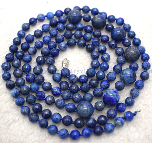 Fashion 8+12mm Multicolor Gemstone Round Beads Long Necklace 18-100" AAA+ - Picture 79 of 88