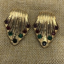 Vintage Bluette Shoe Clips France Goldtone Rhinestones