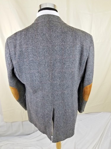Evan Picone Mens Sport Coat 2 Button Herringbone Wool Gray Tweed 42 R - Picture 4 of 8