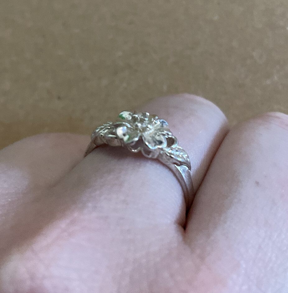 Flower Solid Sterling Silver 925 Ring Pretty Leaf… - image 3