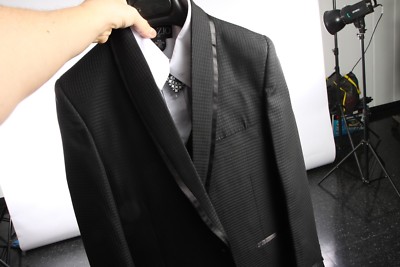 Boy Toddler Teen 5pc Wedding Formal Black Tuxedo Suit w//Trim w//Vest sz 2-20