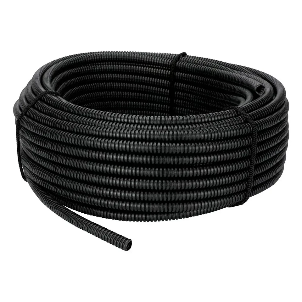 THE WIRES ZONE Polyethylene Flexible Split Loom Tubing 1/4 Inch Diameter Coil Black (50 Ft)