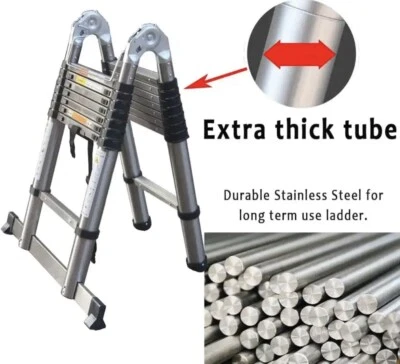 HEIGHT SCALA TELESCOPICA 5m ACCIAIO PIEGHEVOLE PORTATILE ESTENSIBILE MULTIUSO 150 KG.