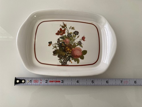 Vintage Set of Five 5 Mini Trays Or Plates Flowered Ceramic Glass 7" x 4.5" EUC - Picture 14 of 20
