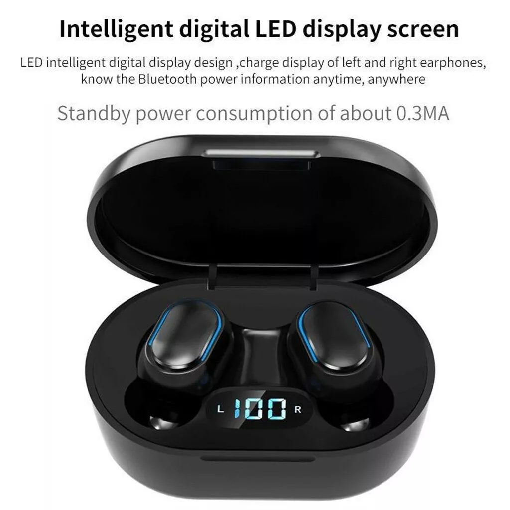 Bluetooth Noise Earbuds for iphone Android Wireless LED Display