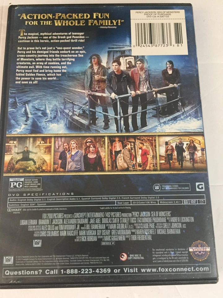 Percy Jackson Sea of Monsters DVD Ships Same Day With Tracking - Image 2 of 2