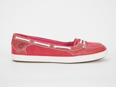 Flache Damenschuhe Timberland Deering 27621 rot Leder Freizeit-Mokassins UK 4