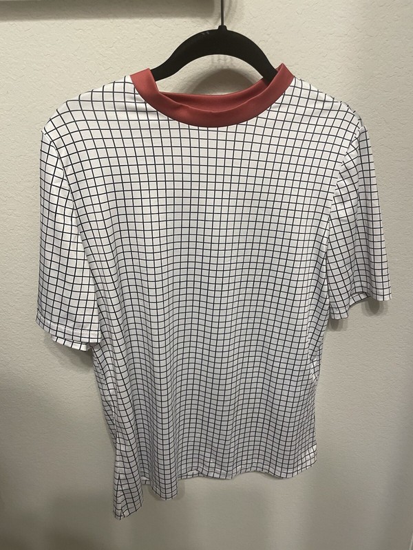 White Checkered Adult Tshirt Lightweight Size Large