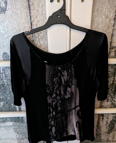 Ladies Black & Mauve Silhouette Style Top Size 16