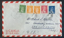 1952 Beyoglu Turkey Airmail Cover To San Luis Obispo CA USA