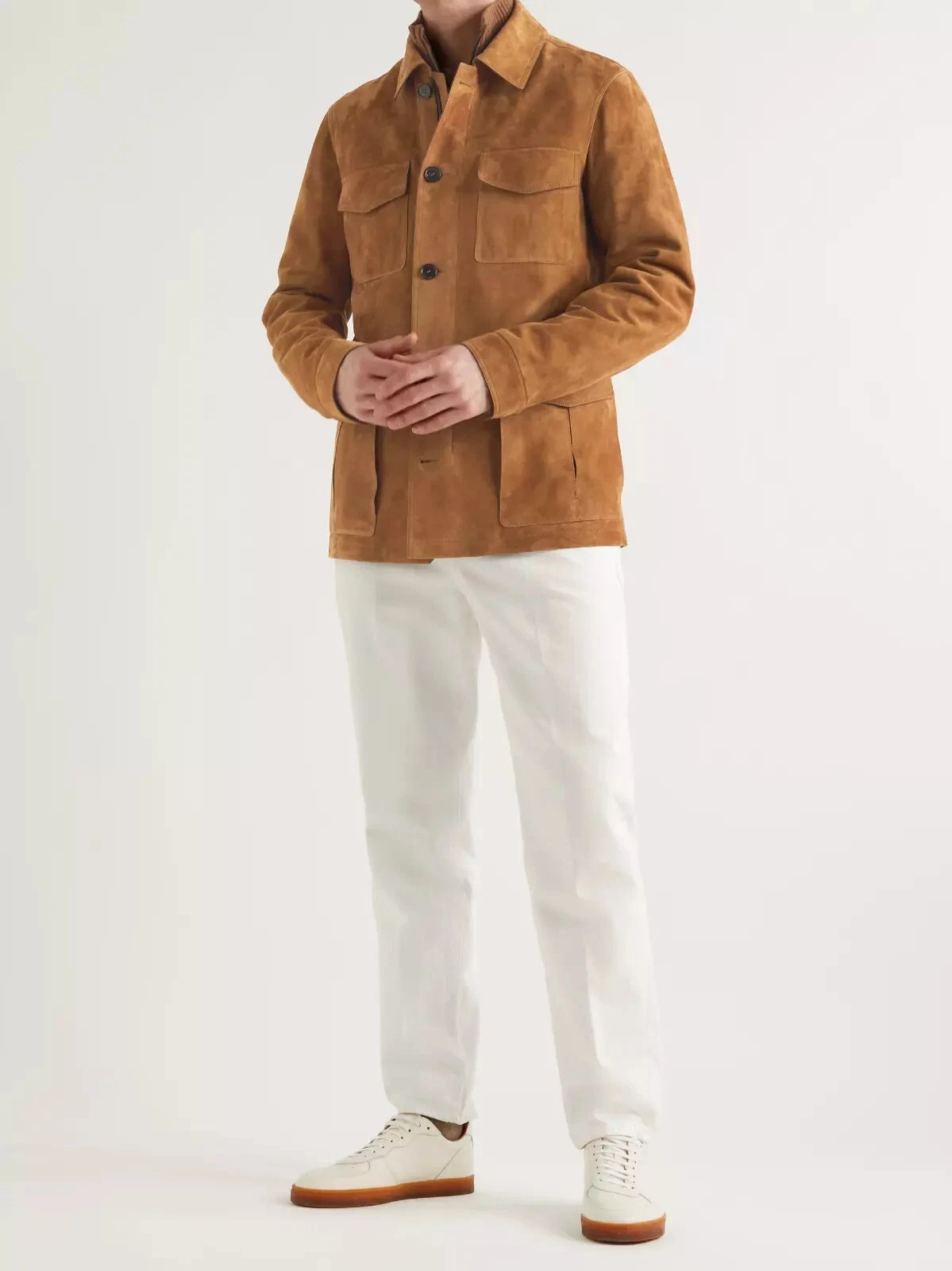 Brown Field Leather Jacket for Men Pure Suede Custom Made Size S M L XXL - 277