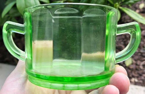 Light Green Clear Glass Double Handle Cup used by the elite - Picture 4 of 5