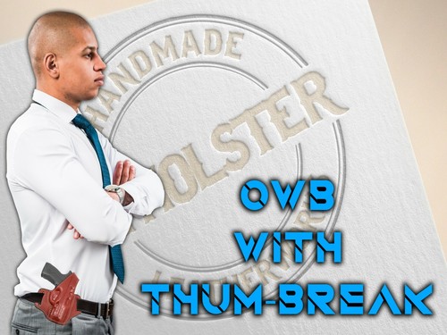 OWB Thumb Break Leather Belt Holster fits GLOCK43X - Picture 2 of 6