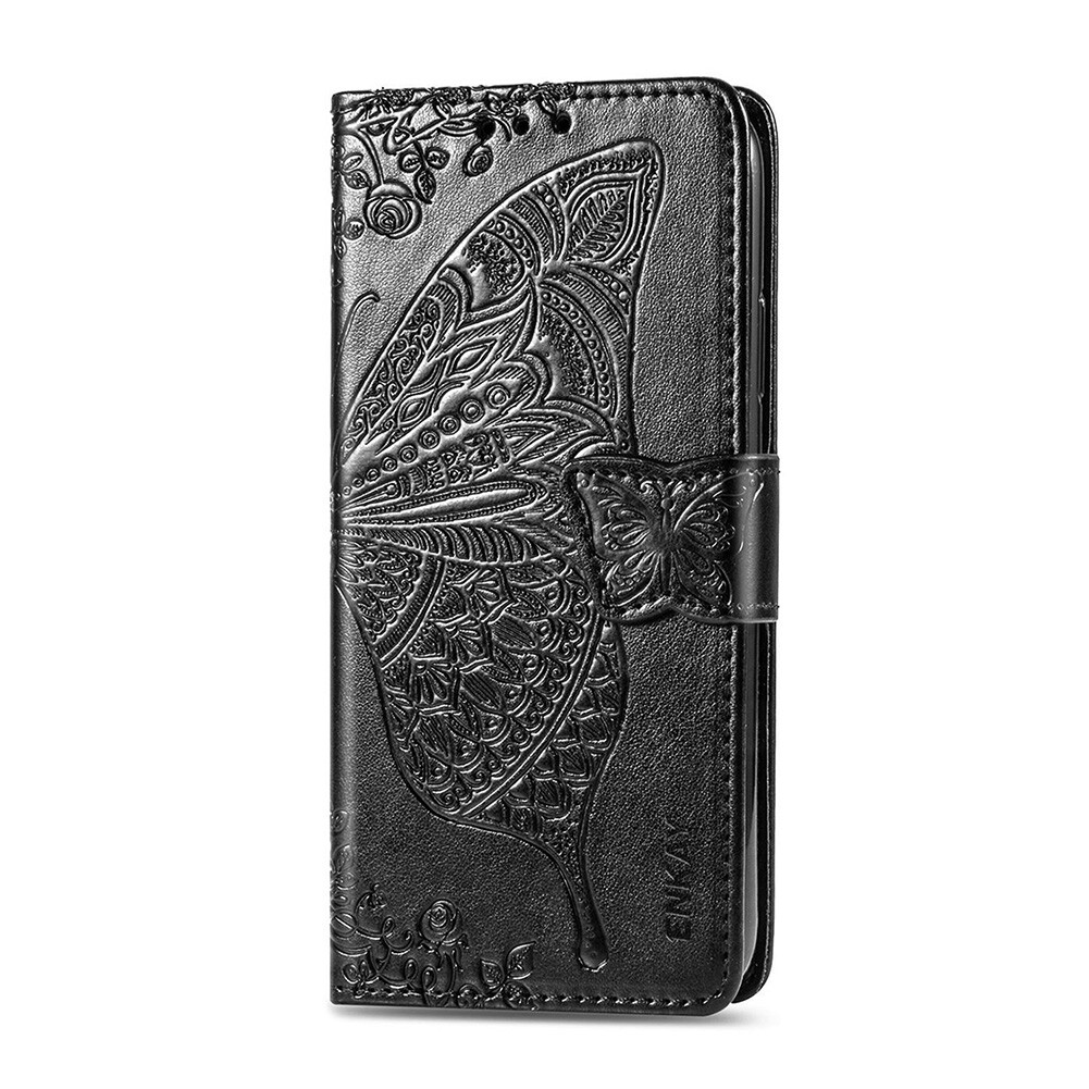 Embossed Butterfly Flip Case for iPhone 12 Mini PU Leather Cover with