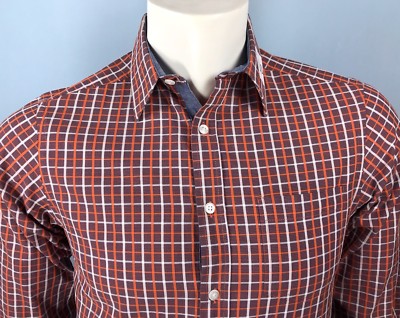 Chemise Vintage Daniel Cremieux En Denim - Taille S - Orange, Bleu Et Blanc - 100% Coton - Neuf Sans étiquette