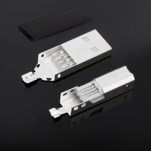 2 PIEZAS Plateado USB A+USB B Tipo A TipoB Enchufe USB con Tubo Termotráctil Hágalo Usted Mismo - Imagen 6 de 8