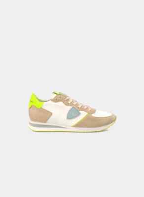 Philippe Model Herren Sneaker aus weißem Canvas und beigeem Wildleder Art. TZLU WNL2