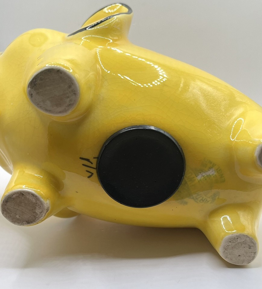 Vintage Arthur Wood Hand Painted Yellow Elephant Money Box Piggy Bank