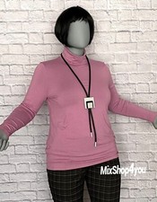 Klaus Modelle Damen Rollkragen- Shirt Langarm Rolli Mauve Feinjersey Gr 38 - 54