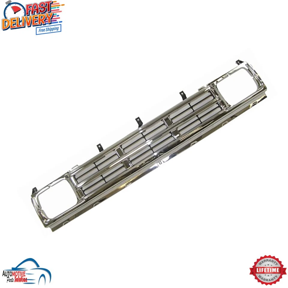 NEW FRONT GRILLE ASSEMBLY CHROME PLASTIC FOR 1990-1992 NISSAN D21 PICKUP 2-DOOR — 第 3/4 张图片