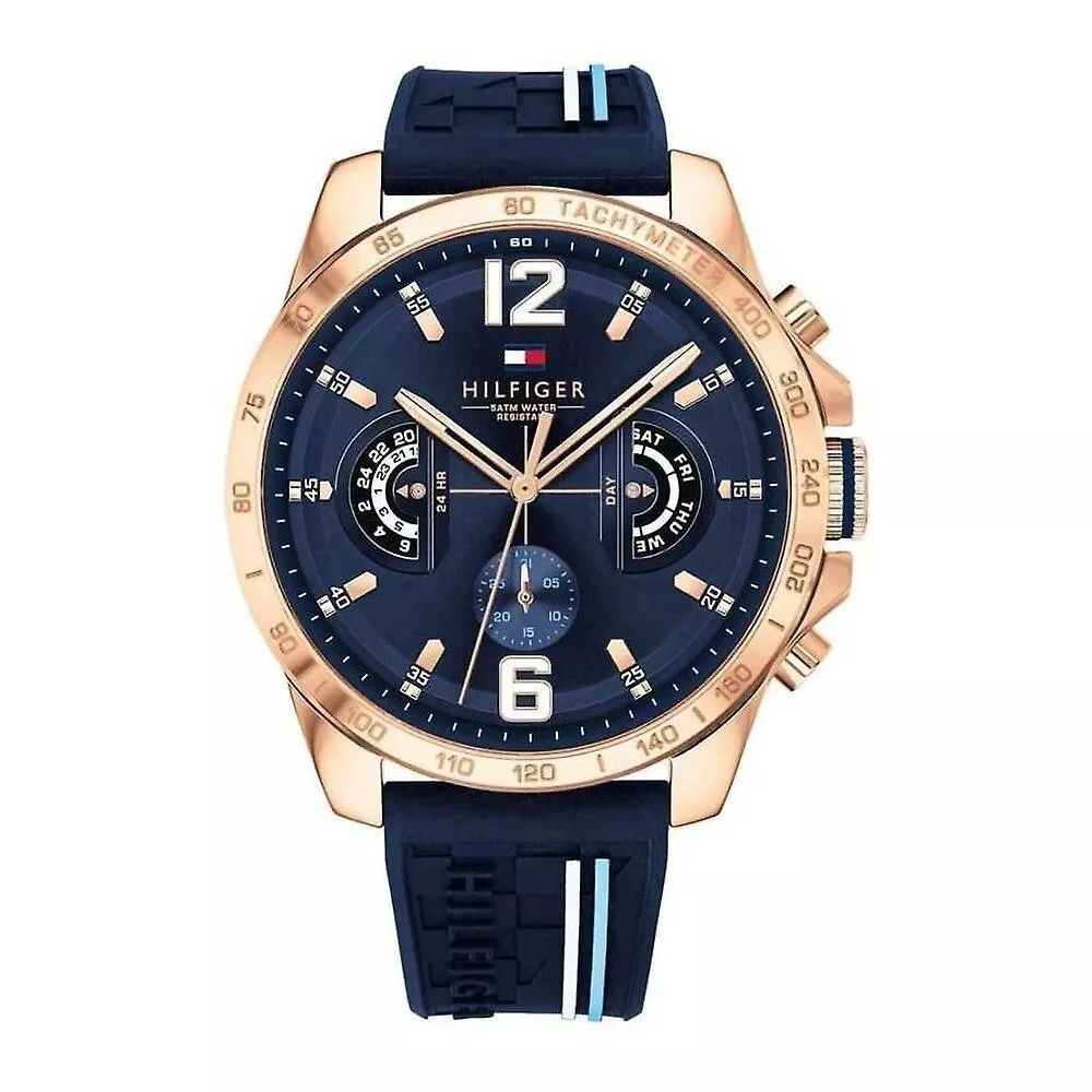 Tommy Hilfiger Watch Decker 1791474 Blue & Rose Gold Men's Watch