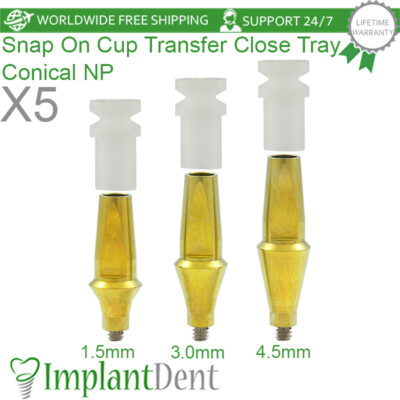 5x Dental Anatomic Snap-On Transfer Prosthetic NP Conical Hex System 2.25mm