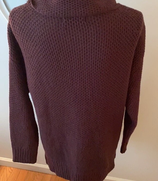 Sanctuary Cowl Neck Tunic Sweater Size XS Waffle Knit In Wine Relaxed Fit Flaw - Image 3 of 4
