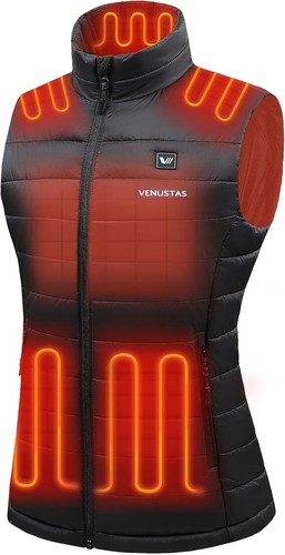 Venustas Women's 3XL Lightweight Electric Nylon Mylar Heated Vest w/ Battery Blk - Picture 2 of 15
