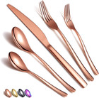 Silverware Set 20 Pieces Stainless Steel Copper Flatware Set, Titanium Plating